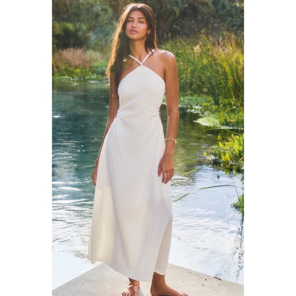 Cupshe Tiki Terrace Bohemian Maxi Dress Boho Women Small White New With Tags